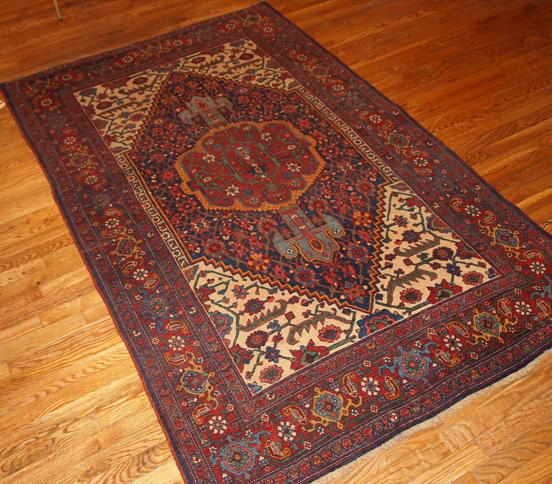 Handmade antique Persian Bidjar rug 4.9' x 7.4' ( 149cm x 225cm ) 1880s - 8