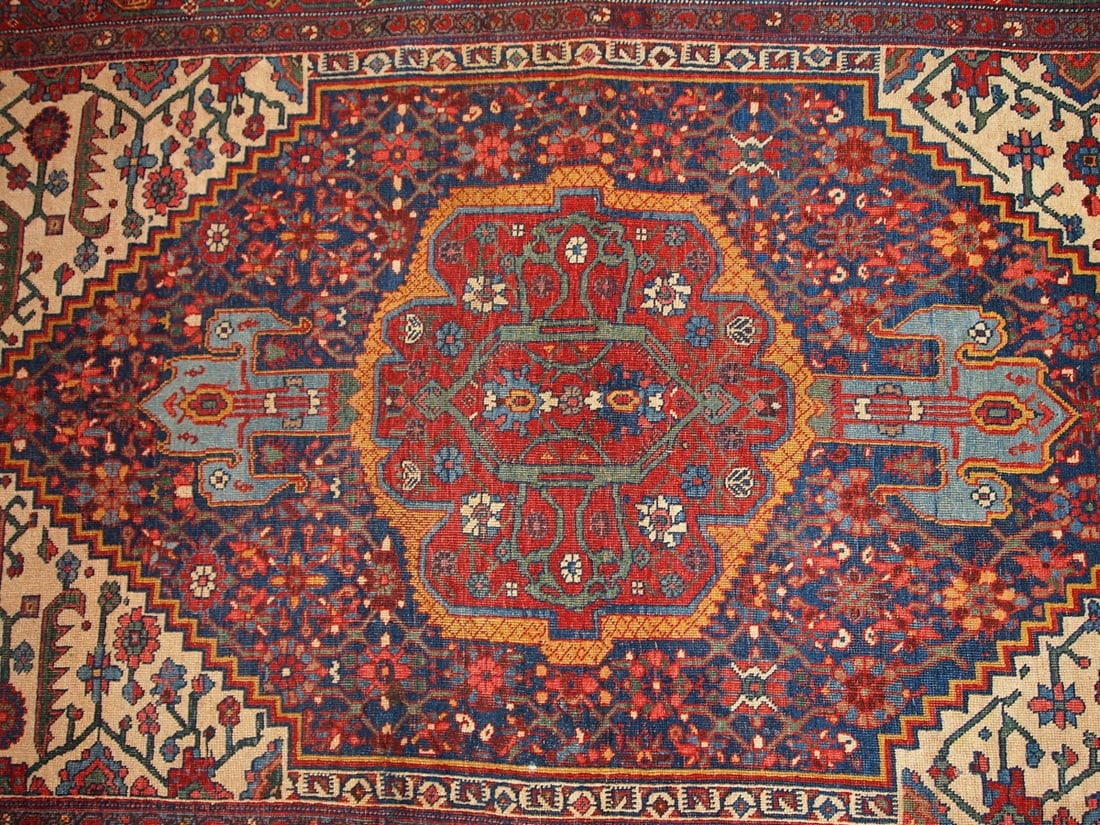 Handmade antique Persian Bidjar rug 4.9' x 7.4' ( 149cm x 225cm ) 1880s - 9