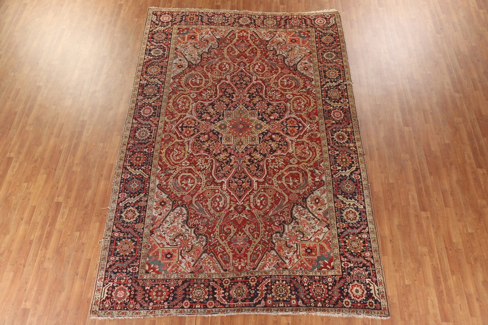 Pre-1900 Vegetable Dye Heriz Serapi Persian Area Rug 8x13 (1 of 20)