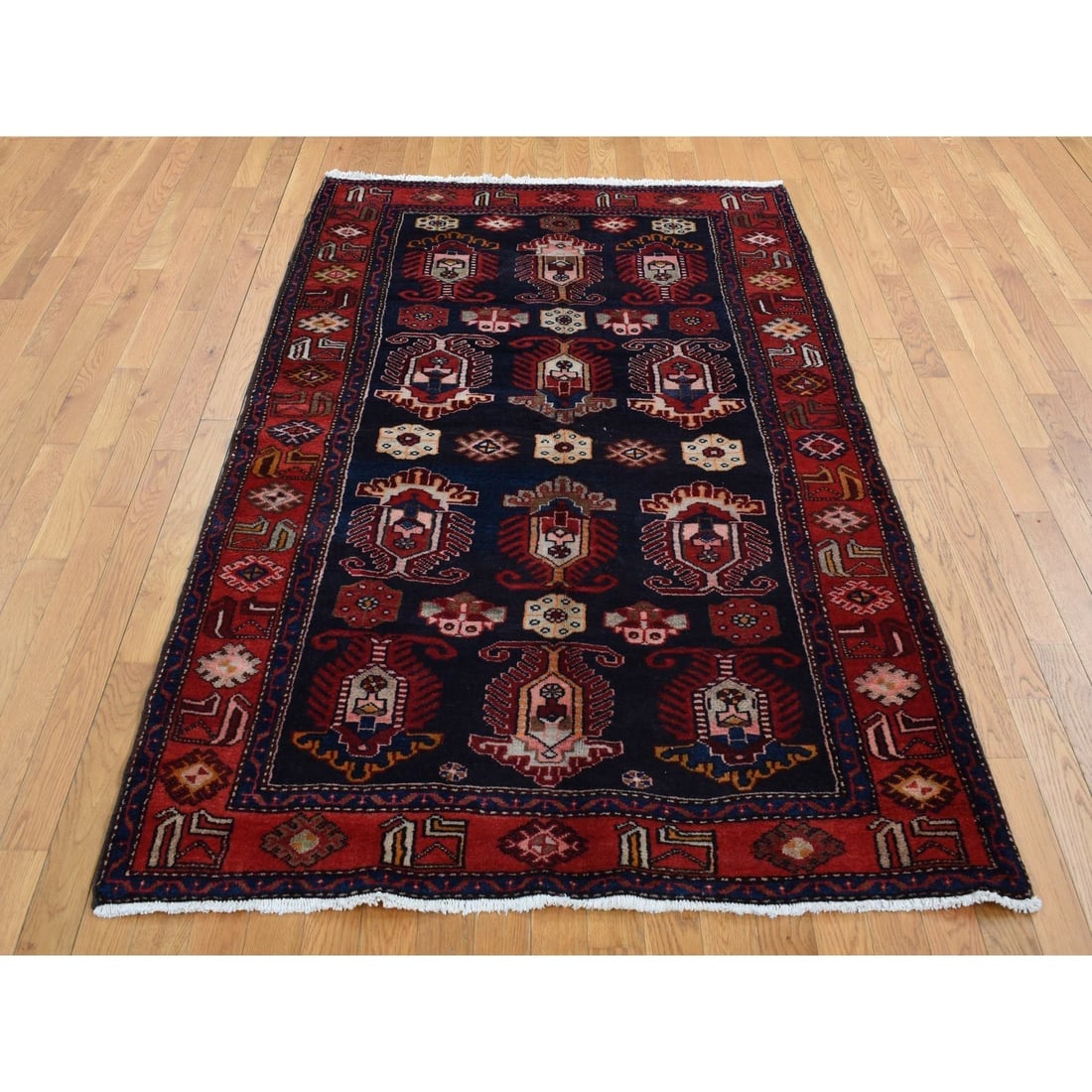 Barn Red, Persian Malayer Hand Knotted Pure Wool Rug - 2
