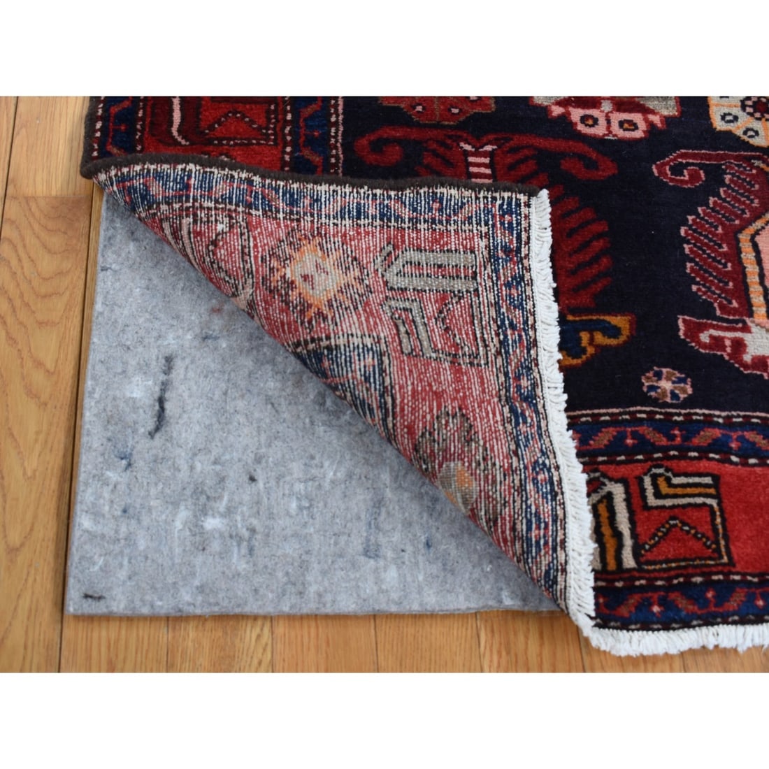 Barn Red, Persian Malayer Hand Knotted Pure Wool Rug - 4