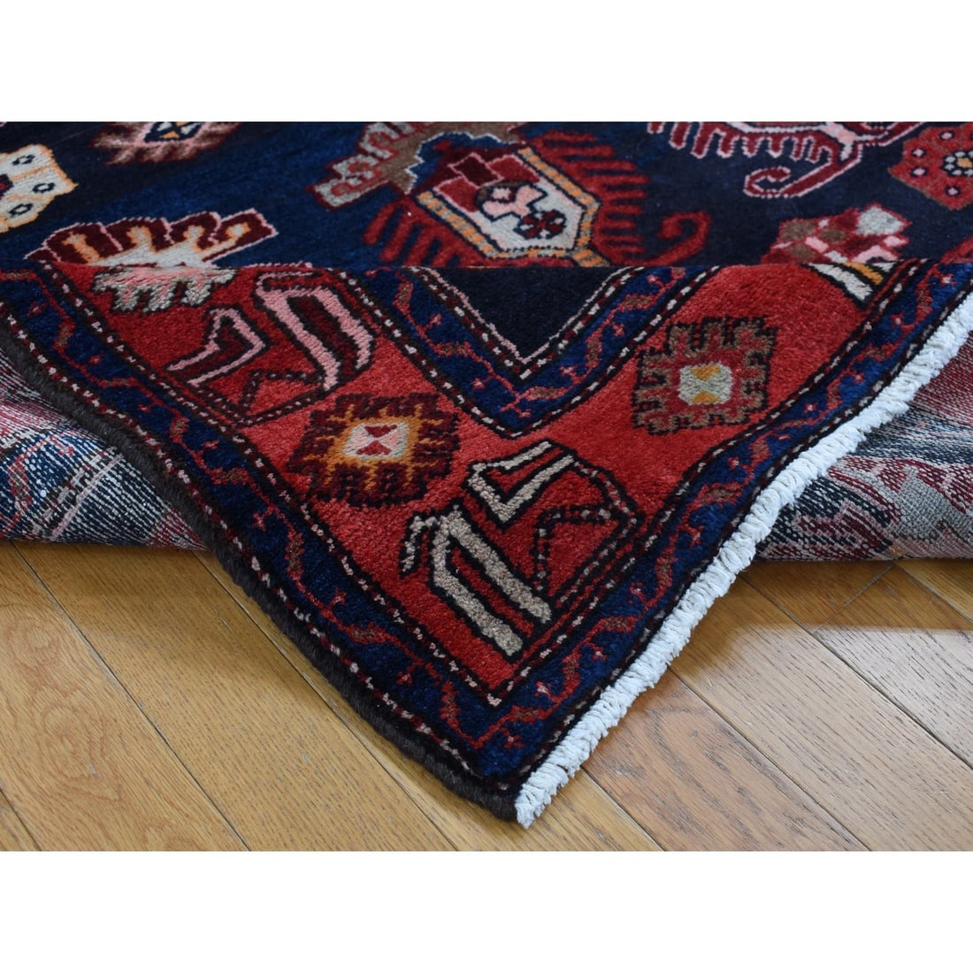 Barn Red, Persian Malayer Hand Knotted Pure Wool Rug - 5