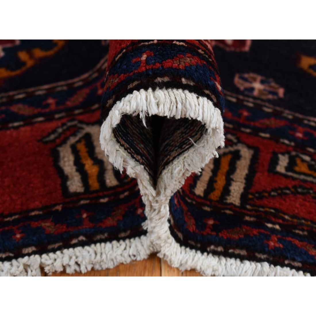 Barn Red, Persian Malayer Hand Knotted Pure Wool Rug - 6