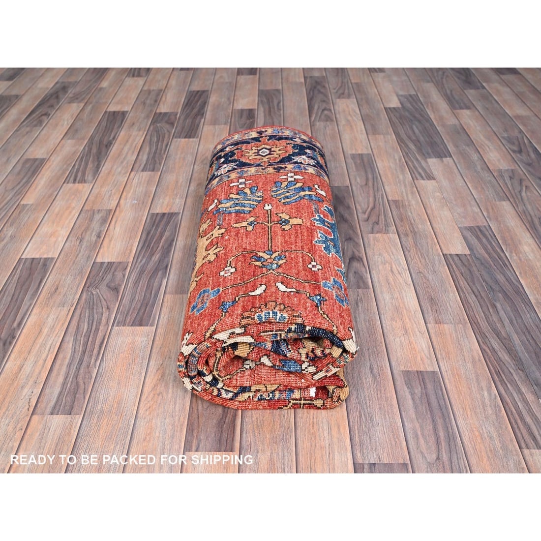 Red Heris All Over Design Aryana Ghazni Wool Hand Knotted Oriental Rug - 9