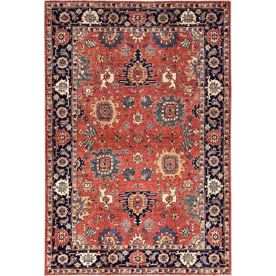 Red Heris All Over Design Aryana Ghazni Wool Hand Knotted Oriental Rug: Title: Red Heris All Over Design Aryana Ghazni Wool Hand Knotted Oriental Rug Description:This is a truly genuine one-of-a-kind. It has been Knotted for months and months in the centuries-old weaving 