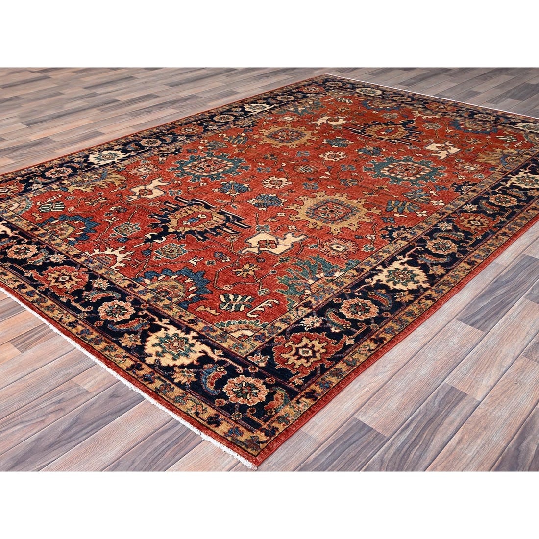 Red Heris All Over Design Aryana Ghazni Wool Hand Knotted Oriental Rug - 3