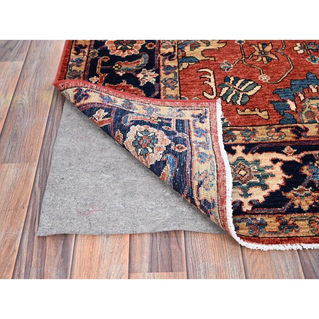 Red Heris All Over Design Aryana Ghazni Wool Hand Knotted Oriental Rug - 4