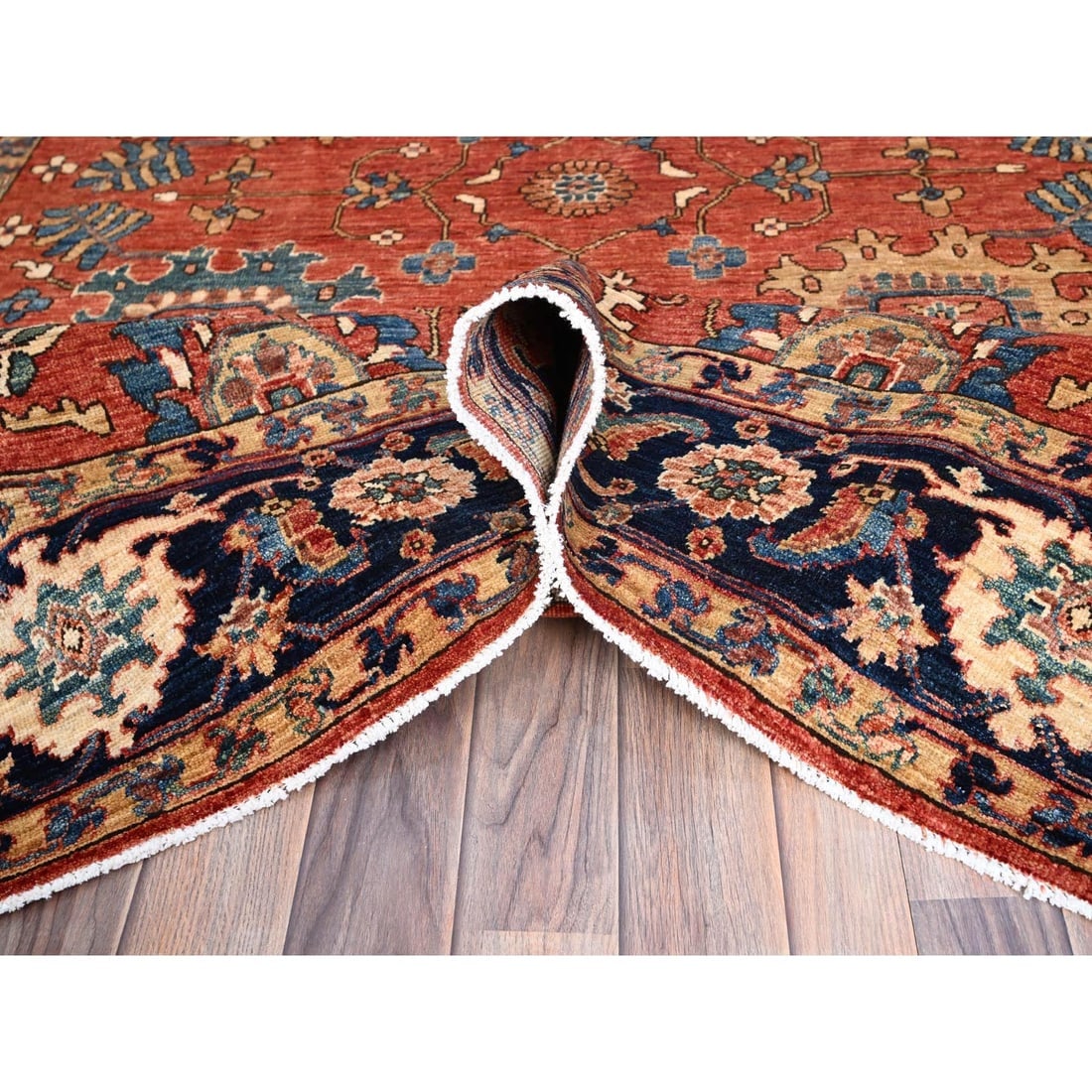 Red Heris All Over Design Aryana Ghazni Wool Hand Knotted Oriental Rug - 5