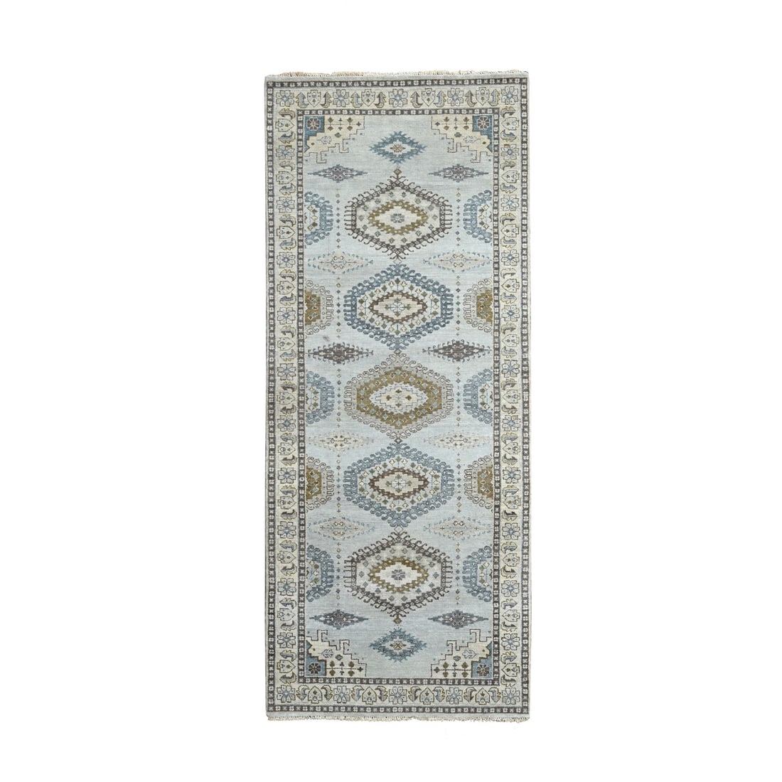 Rhino Gray Organic Wool Farsian Village Hand Knotted Wide Runner Rug: Title: Rhino Gray Organic Wool Farsian Village Hand Knotted Wide Runner Rug Description:This is a truly genuine one-of-a-kind. It has been Knotted for months and months in the centuries-old weaving cr