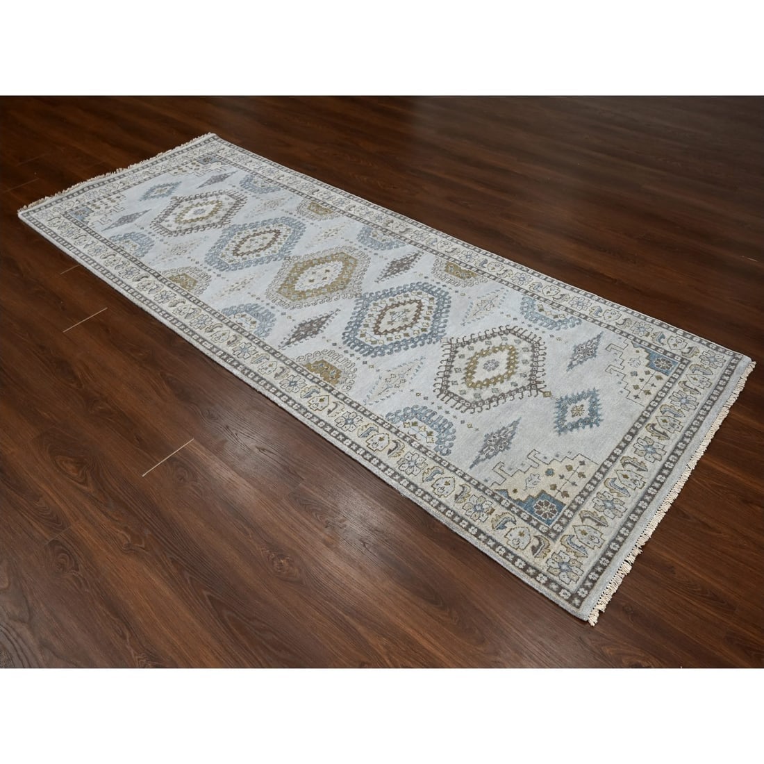 Rhino Gray Organic Wool Farsian Village Hand Knotted Wide Runner Rug - 2