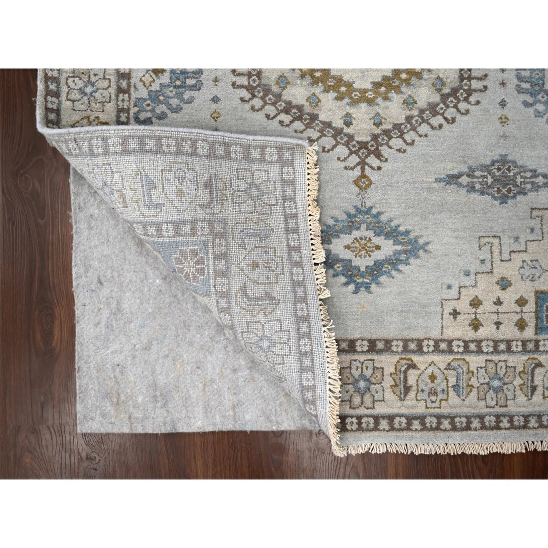 Rhino Gray Organic Wool Farsian Village Hand Knotted Wide Runner Rug - 3