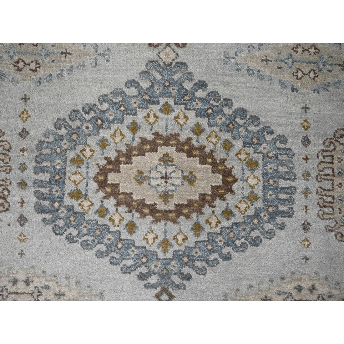 Rhino Gray Organic Wool Farsian Village Hand Knotted Wide Runner Rug - 5