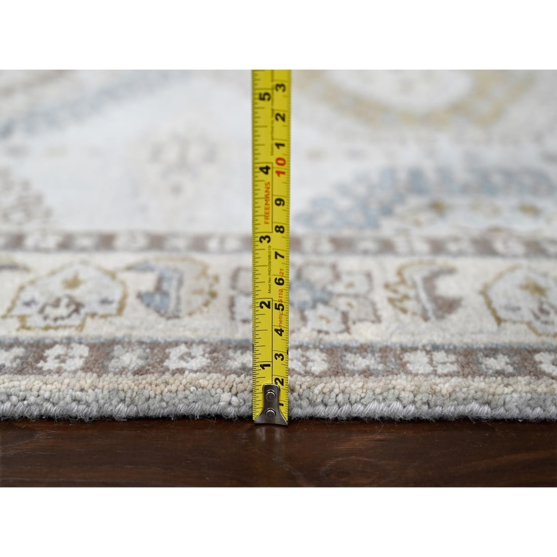 Rhino Gray Organic Wool Farsian Village Hand Knotted Wide Runner Rug - 7