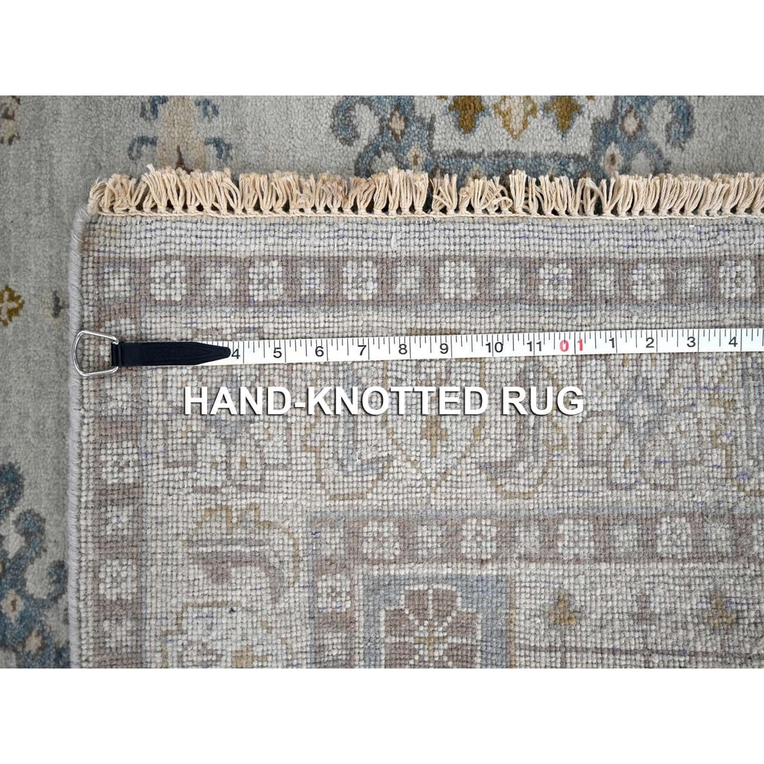 Rhino Gray Organic Wool Farsian Village Hand Knotted Wide Runner Rug - 8
