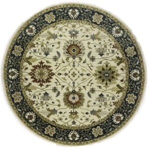 Cream Floral Osh Chobi 10x10 Peshawar Oriental Round Rug (1 of 13)