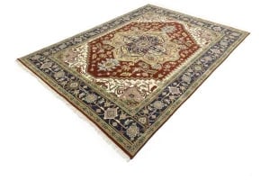 Rusty Red Geometric 9X12 Heriz Serapi Oriental Rug - 6