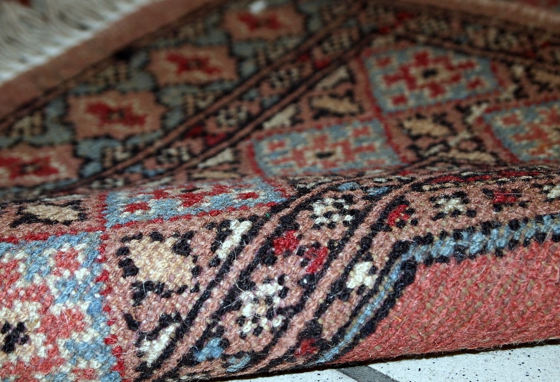 Handmade vintage Uzbek Bukhara rug 2.6' x 3.8' (81cm x 118cm) 1960s - 11