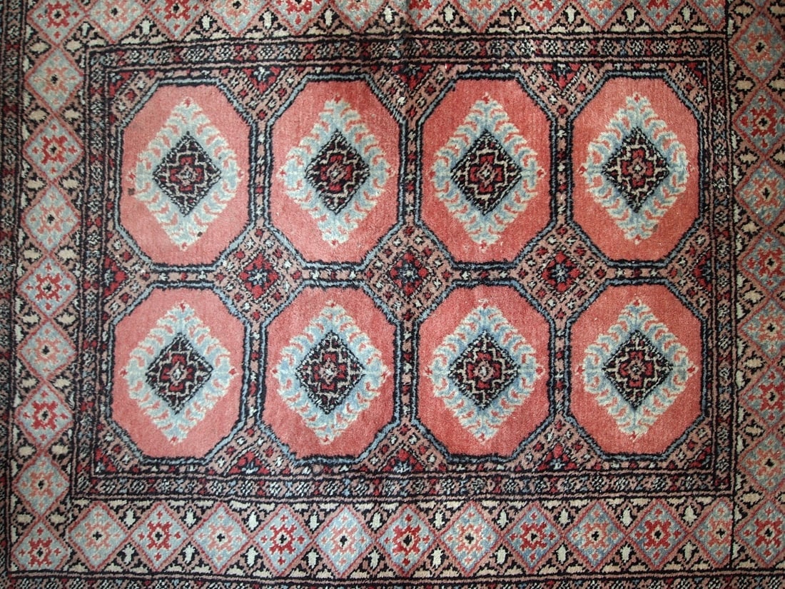 Handmade vintage Uzbek Bukhara rug 2.6' x 3.8' (81cm x 118cm) 1960s - 7