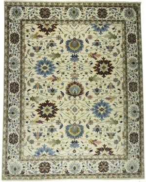Cream Floral 12X15 Osh Chobi Peshawar Oriental Rug: Title:Cream Floral 12X15 Osh Chobi Peshawar Oriental Rug Description:Hand Knotted 12X15 cream Oriental rug made with vegetable dyes (fine wool pile and cotton foundation), superior knot count, and app