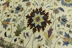 Cream Floral 12X15 Osh Chobi Peshawar Oriental Rug - 8