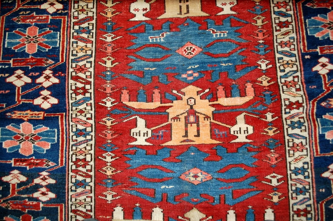 Handmade antique Caucasian Azerbaijani Shirvan rug 4.4' x 8.9' ( 134cm x 271cm ) 1880s - 11