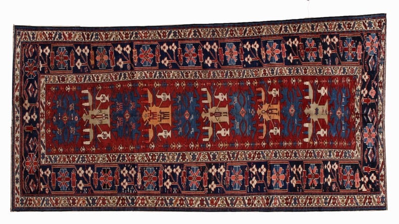 Handmade antique Caucasian Azerbaijani Shirvan rug 4.4' x 8.9' ( 134cm x 271cm ) 1880s: Title: Handmade antique Caucasian Azerbaijani Shirvan rug 4.4' x 8.9' ( 134cm x 271cm ) 1880s Origin:Azerbaijan Dimensions: 4.4' x 8,9' ( 134cm x 271cm ) Materials:wool Year:1880s Description:Antique 