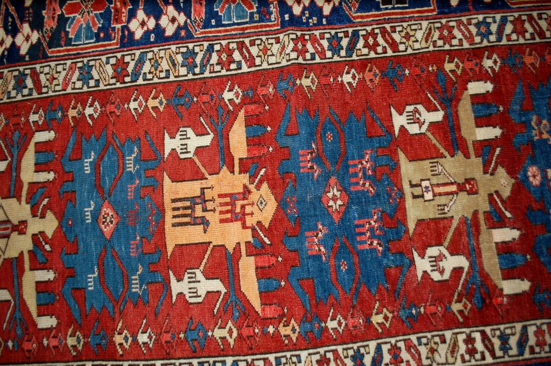 Handmade antique Caucasian Azerbaijani Shirvan rug 4.4' x 8.9' ( 134cm x 271cm ) 1880s - 2