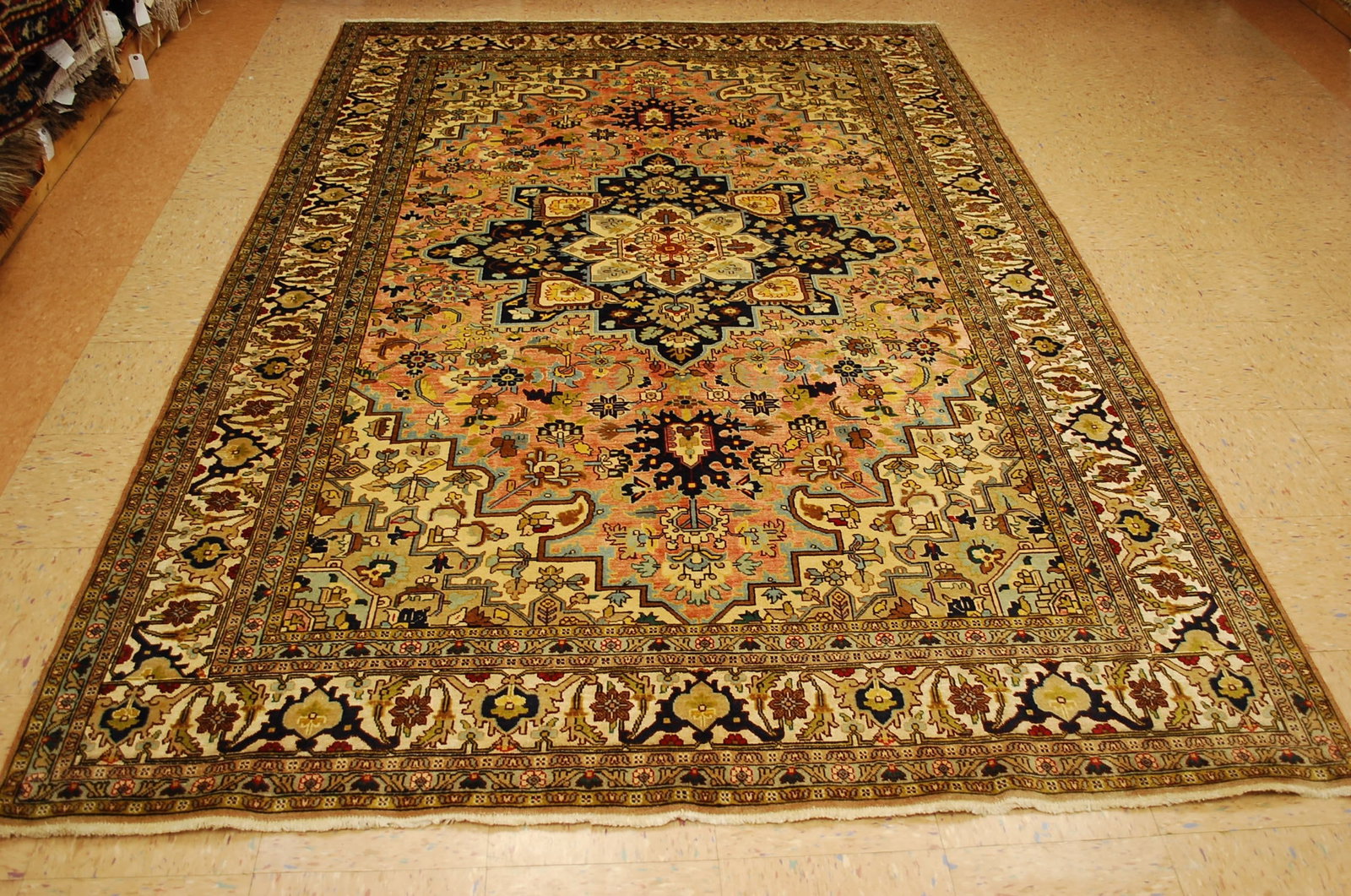 CAUCASIAN RUG 6.6x9.7: Title: CAUCASIAN RUG 6.6x9.7 Descritpion: ANTIQUE HIGHLY DETAILED ULTRA RARE SILK FIELD and BORDER CAUCASIAN SHIRVAN_KAZAK DESIGN CAUCASIAN RUG.........with an exact size of 6' 6" x 9' 7" .......Silk 