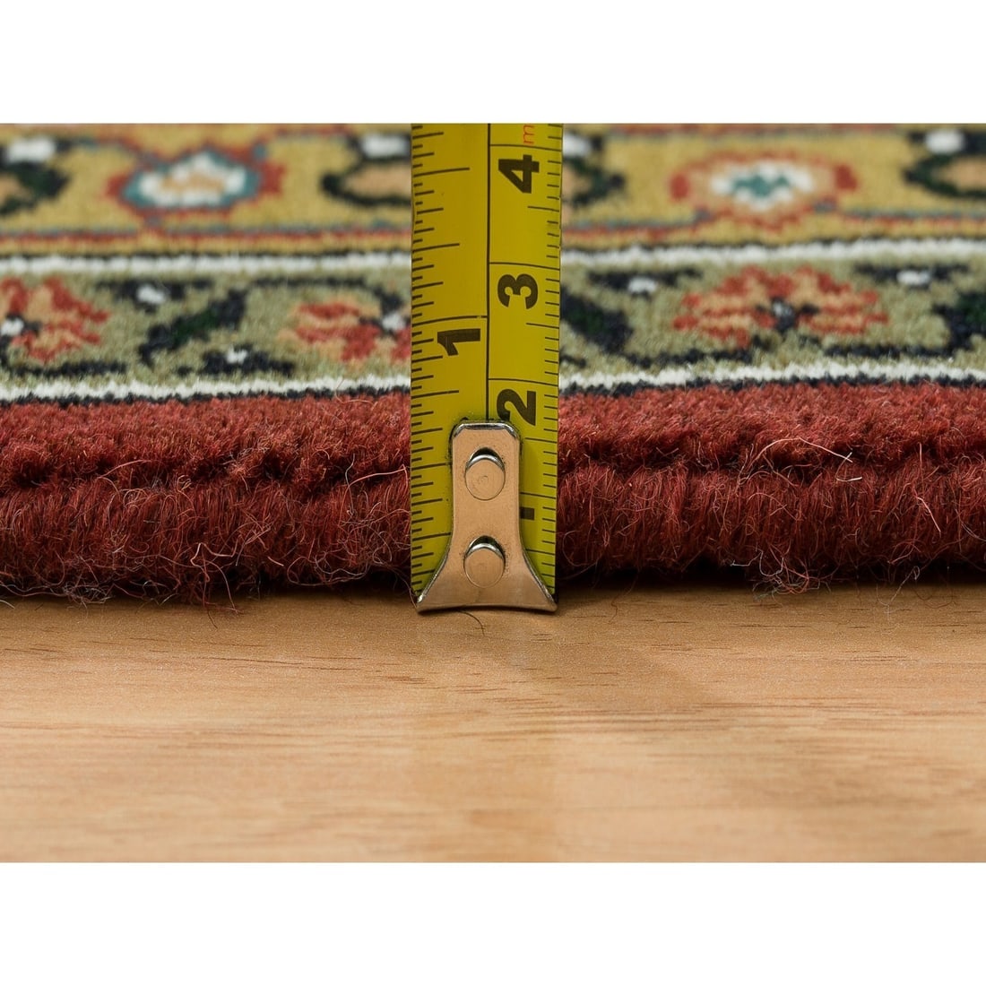 Red Herati Design Wool/Silk 175 KPSI Hand Knotted Rug - 10