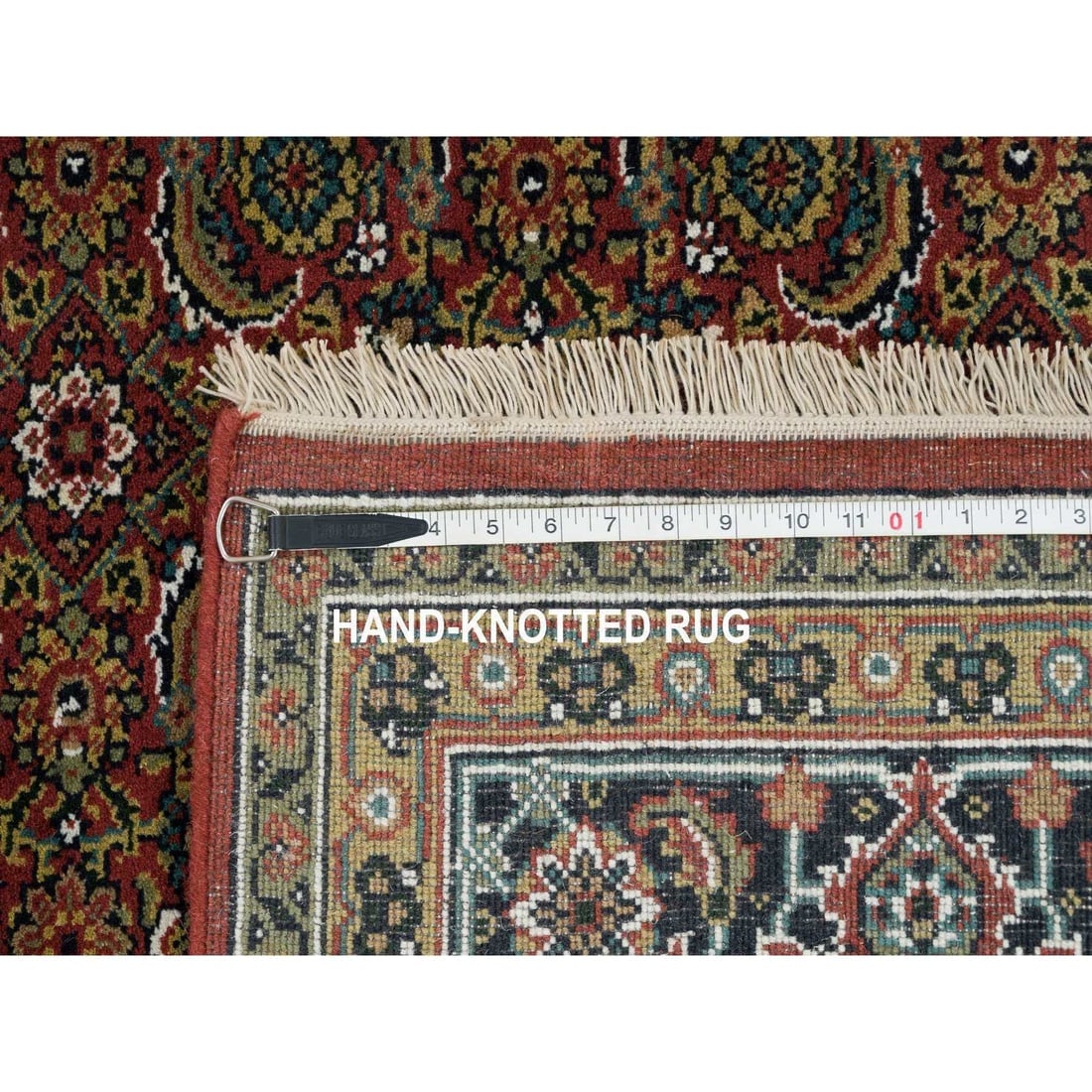 Red Herati Design Wool/Silk 175 KPSI Hand Knotted Rug - 11
