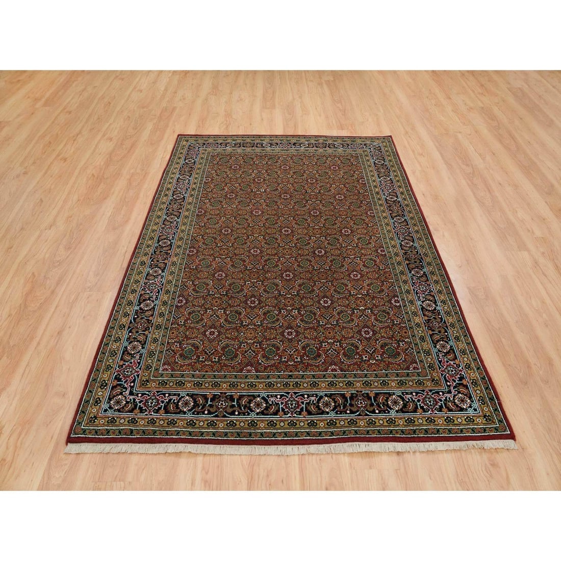 Red Herati Design Wool/Silk 175 KPSI Hand Knotted Rug - 2