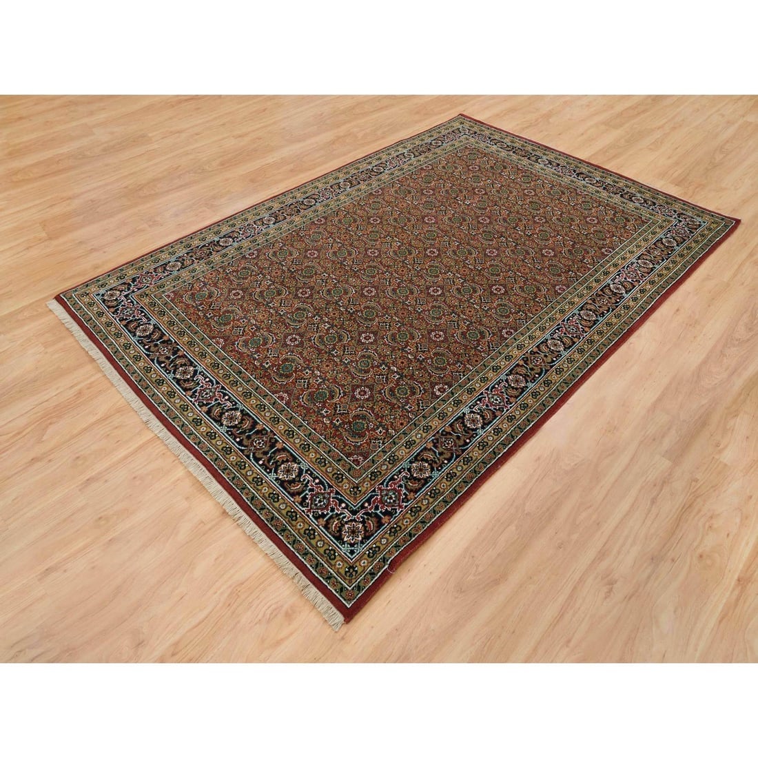Red Herati Design Wool/Silk 175 KPSI Hand Knotted Rug - 3