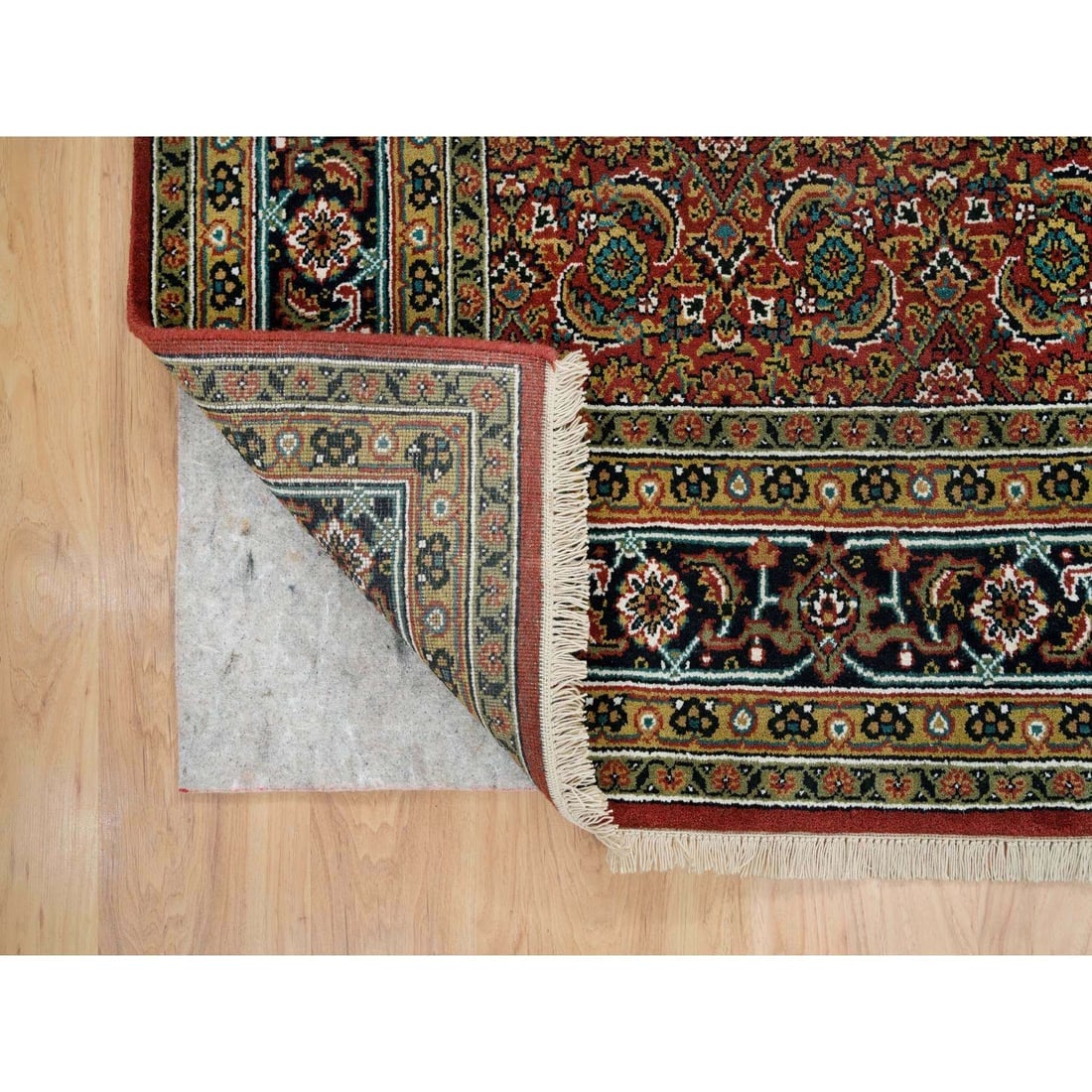 Red Herati Design Wool/Silk 175 KPSI Hand Knotted Rug - 4