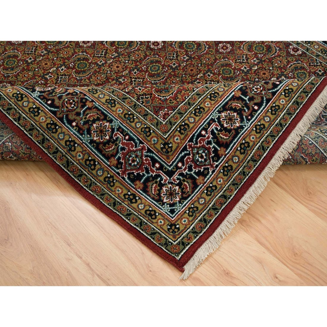 Red Herati Design Wool/Silk 175 KPSI Hand Knotted Rug - 6