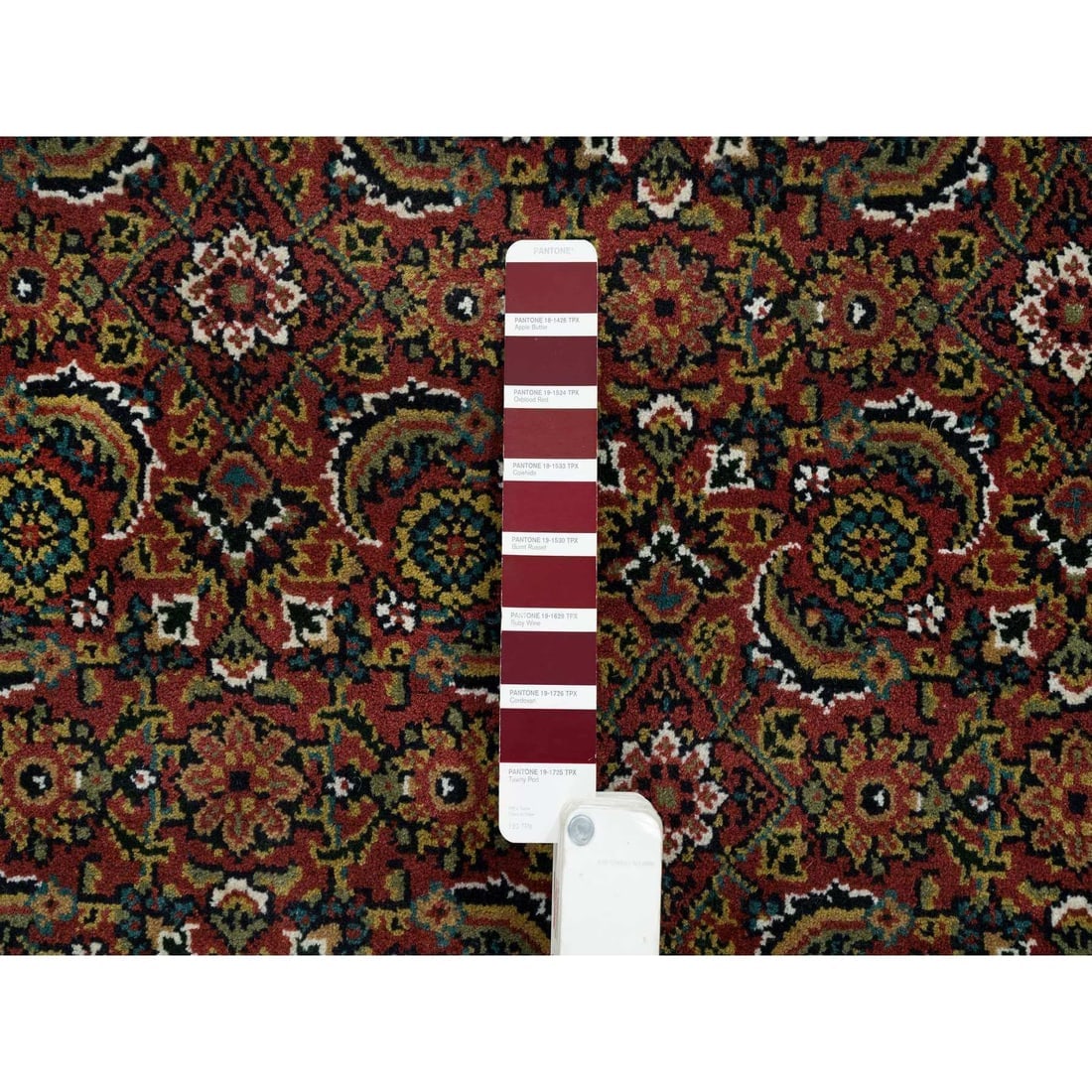 Red Herati Design Wool/Silk 175 KPSI Hand Knotted Rug - 7