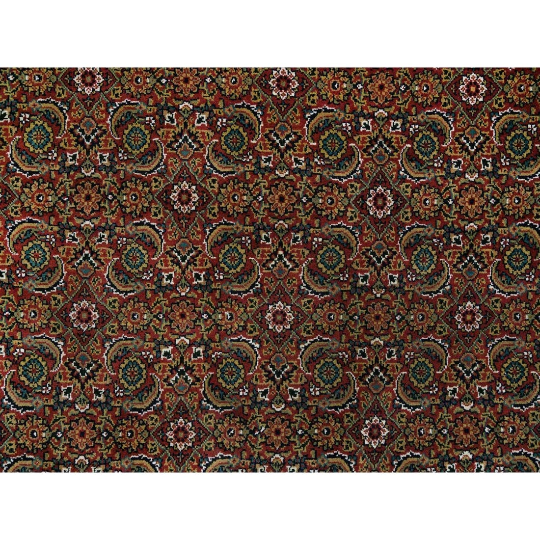 Red Herati Design Wool/Silk 175 KPSI Hand Knotted Rug - 8