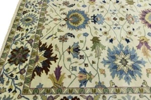Cream Floral 10X14 Osh Chobi Peshawar Oriental Rug - 10