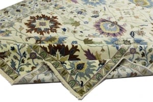 Cream Floral 10X14 Osh Chobi Peshawar Oriental Rug - 13