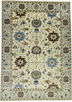 Cream Floral 10X14 Osh Chobi Peshawar Oriental Rug: Title:Cream Floral 10X14 Osh Chobi Peshawar Oriental Rug Description: Hand-knotted in India with traditional craftsmanship Classic floral design in a timeless traditional style Cream, green, blue, pal