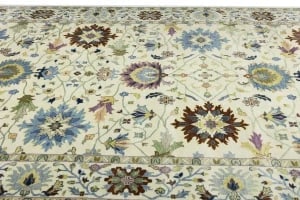 Cream Floral 10X14 Osh Chobi Peshawar Oriental Rug - 3