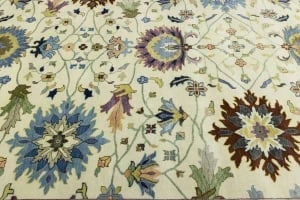 Cream Floral 10X14 Osh Chobi Peshawar Oriental Rug - 6
