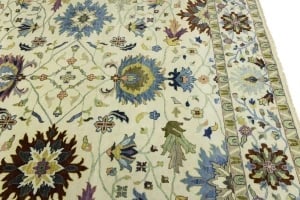 Cream Floral 10X14 Osh Chobi Peshawar Oriental Rug - 9