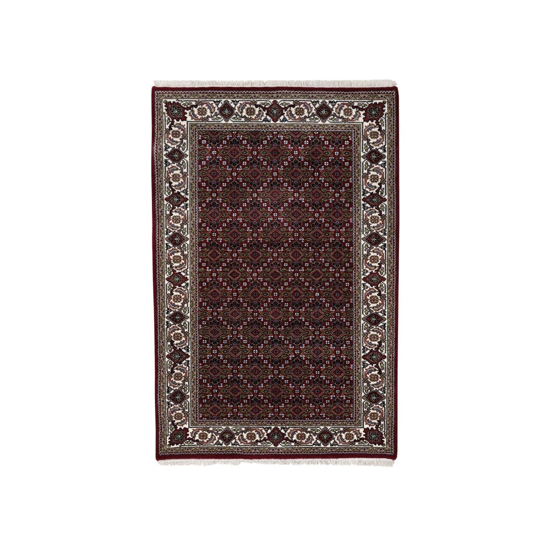 Red Herati Hand Knotted Wool & Silk 175 KPSI Oriental Rug: Title: Red Herati Hand Knotted Wool & Silk 175 KPSI Oriental Rug Description:This is a truly genuine one-of-a-kind. It has been Knotted for months and months in the centuries-old weaving craftsmanship