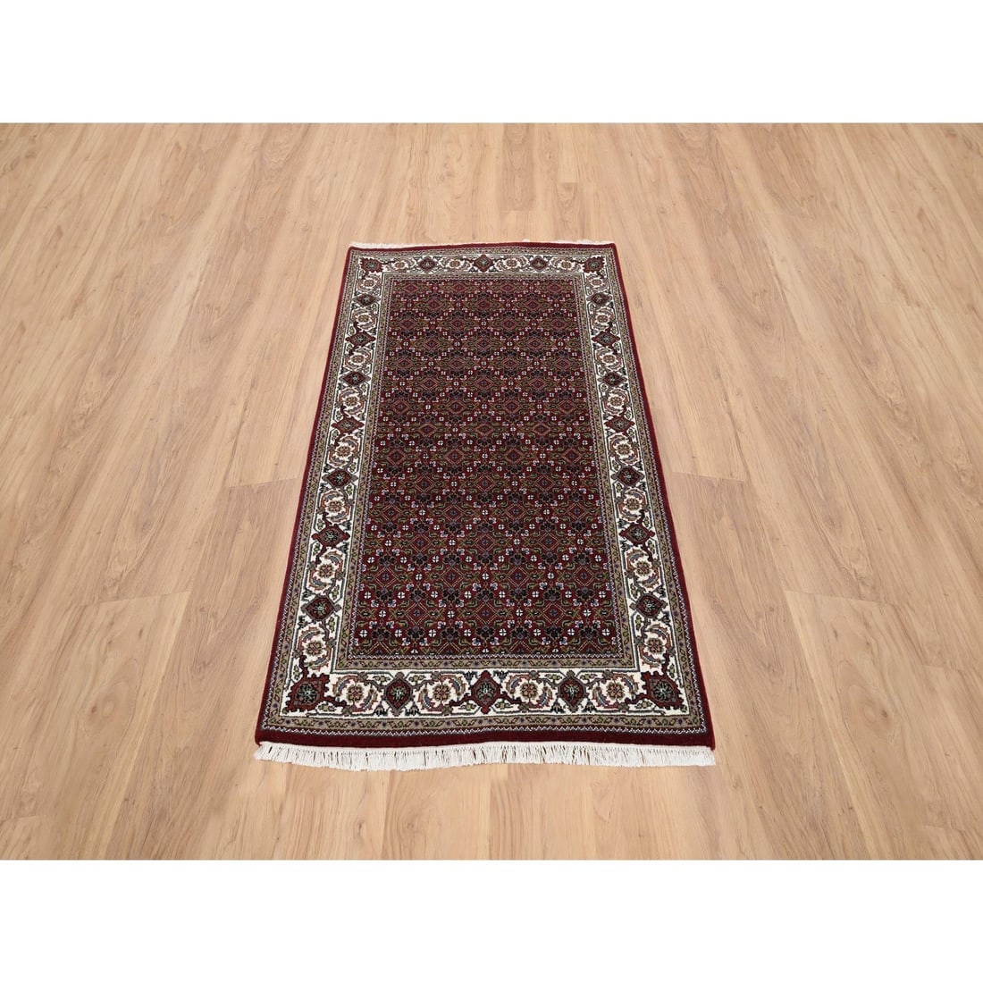 Red Herati Hand Knotted Wool & Silk 175 KPSI Oriental Rug - 2