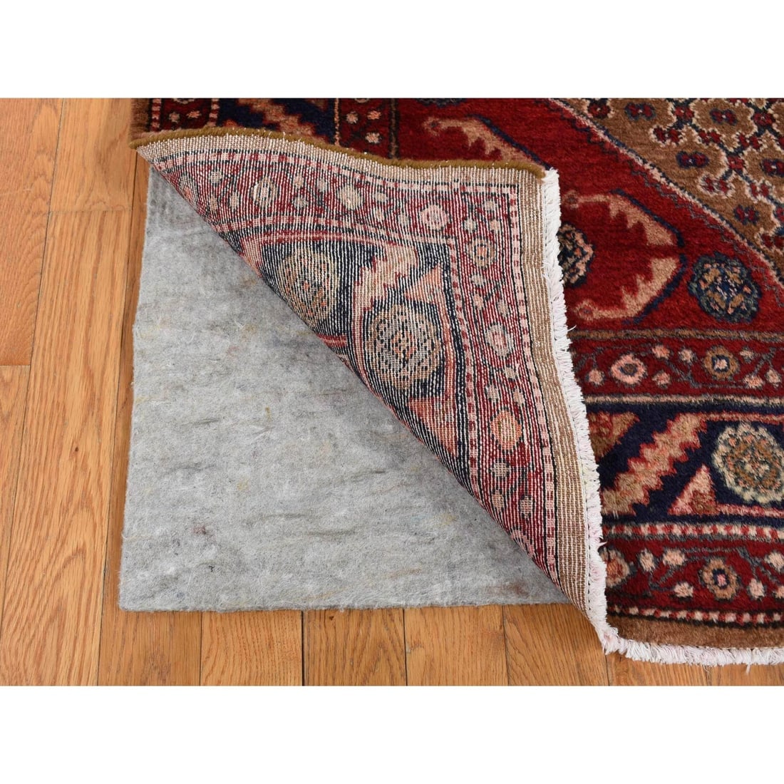 Saddle Brown, New Persian Serab, Pure Wool Hand Knotted Runner Rug - 3