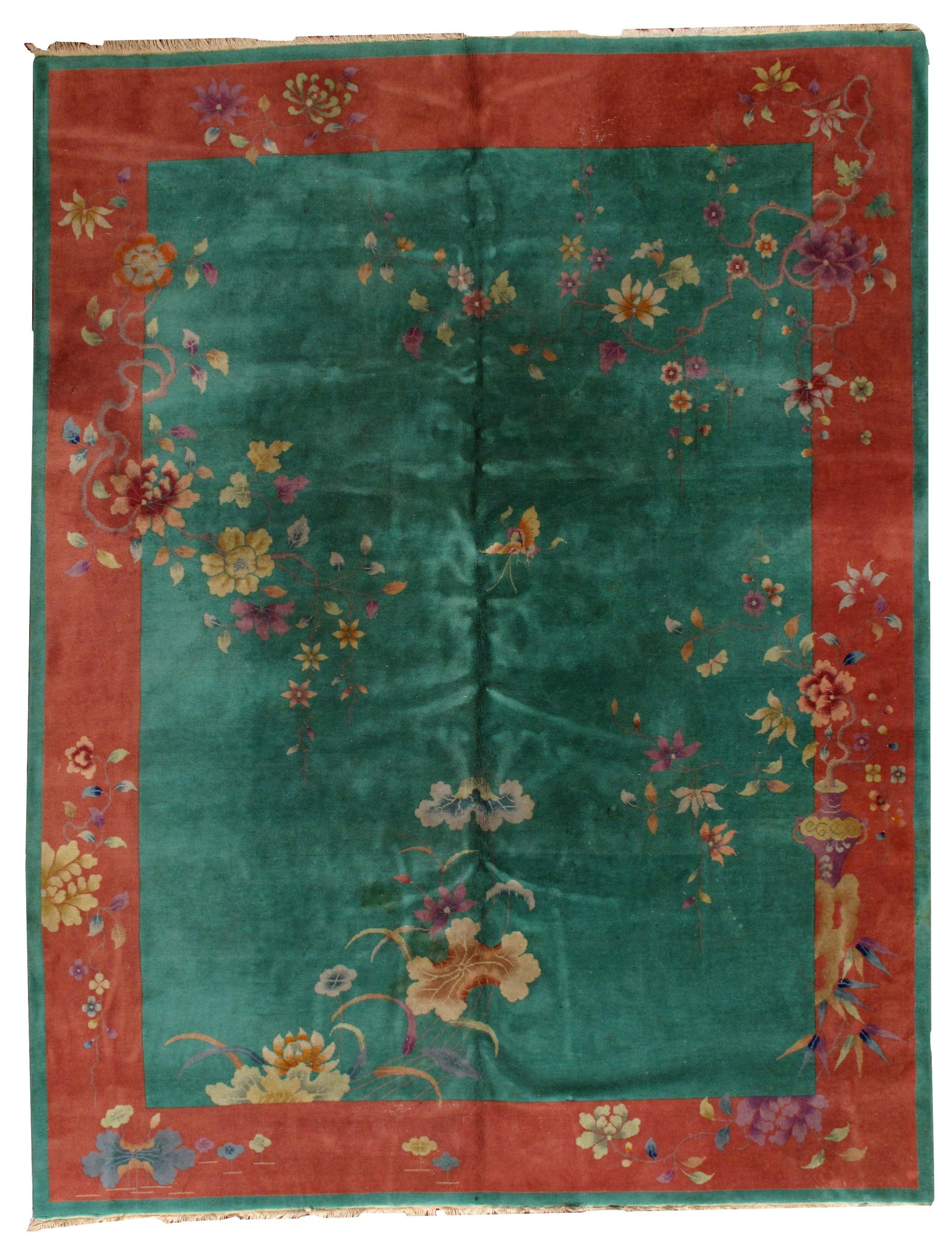 Hand made antique Art Deco Chinese rug 8.10' × 11.7' (273cm x 356cm) 1920s: Title: Hand made antique Art Deco Chinese rug 8.10' × 11.7' (273cm x 356cm) 1920s Origin:China Dimensions: 8.10' × 11.7' (273cm x 356cm) Materials:wool Year:1920s Description:Handmade antique Art De