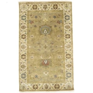 Tan Floral Traditional 3X5 Oushak Chobi Peshawar Oriental Rug: Title:Tan Floral Traditional 3X5 Oushak Chobi Peshawar Oriental Rug Description:Handmade 3X5 brown oriental rug made with vegetable dyes (fine wool pile and cotton foundation), superior knot count, an