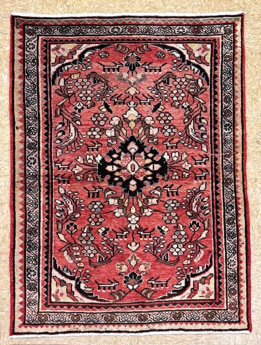 Hand Knotted Tribal Wool Red 3'6" x 4'10" Lilihan Oriental Area Rug: Title:Persian Lilihan Hand-Knotted Wool Rug, Red Tribal, 3'6" x 4'10" Description:• Rug Number: K6325-6 • Country of Origin: Iran • Style, Design: Persian Lilihan, Geometric, Tribal &bu
