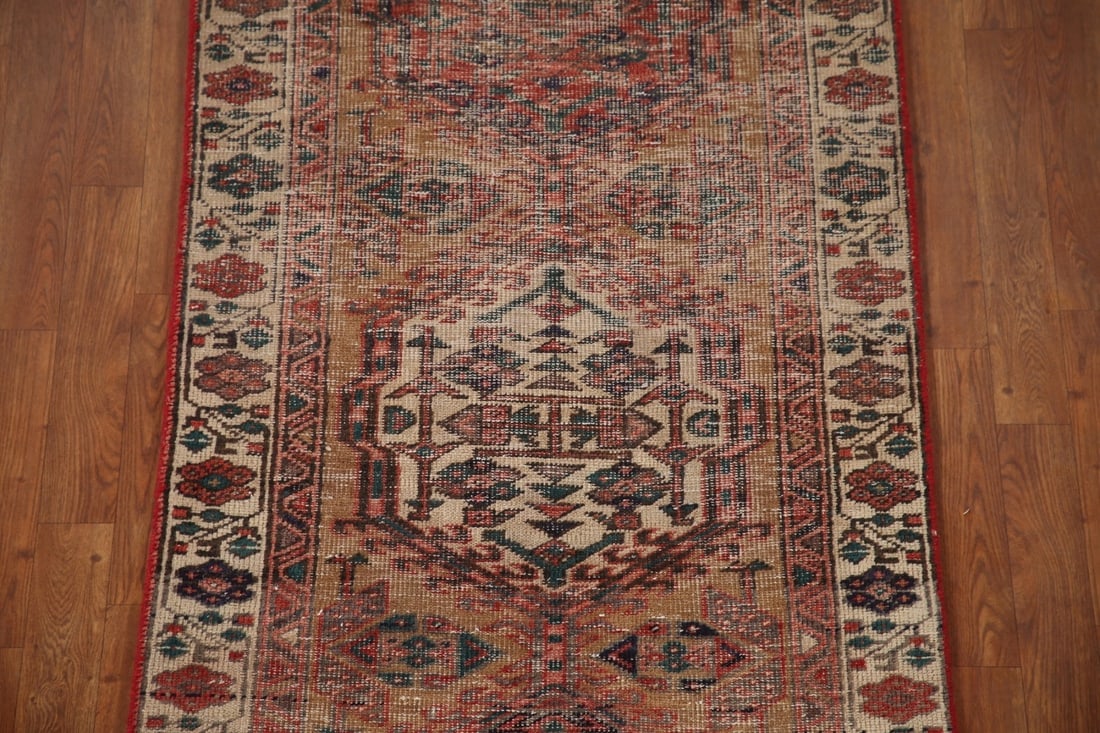 Antique Distressed Ardebil Persian Runner Rug 3x10 - 3
