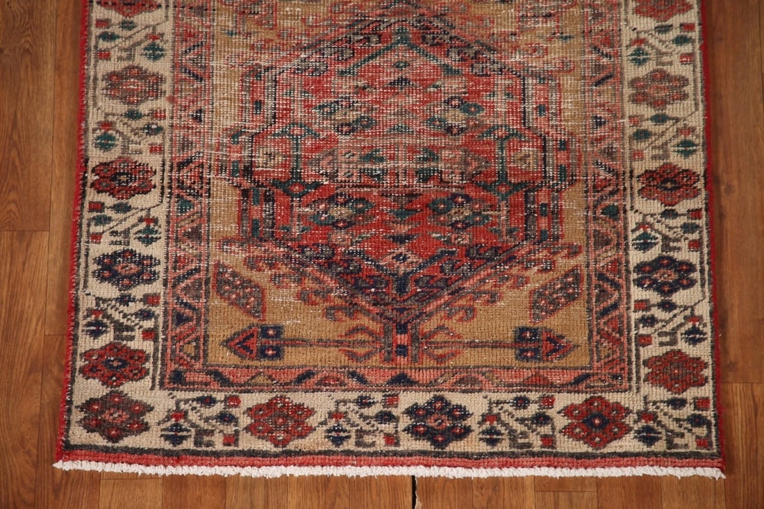 Antique Distressed Ardebil Persian Runner Rug 3x10 - 4